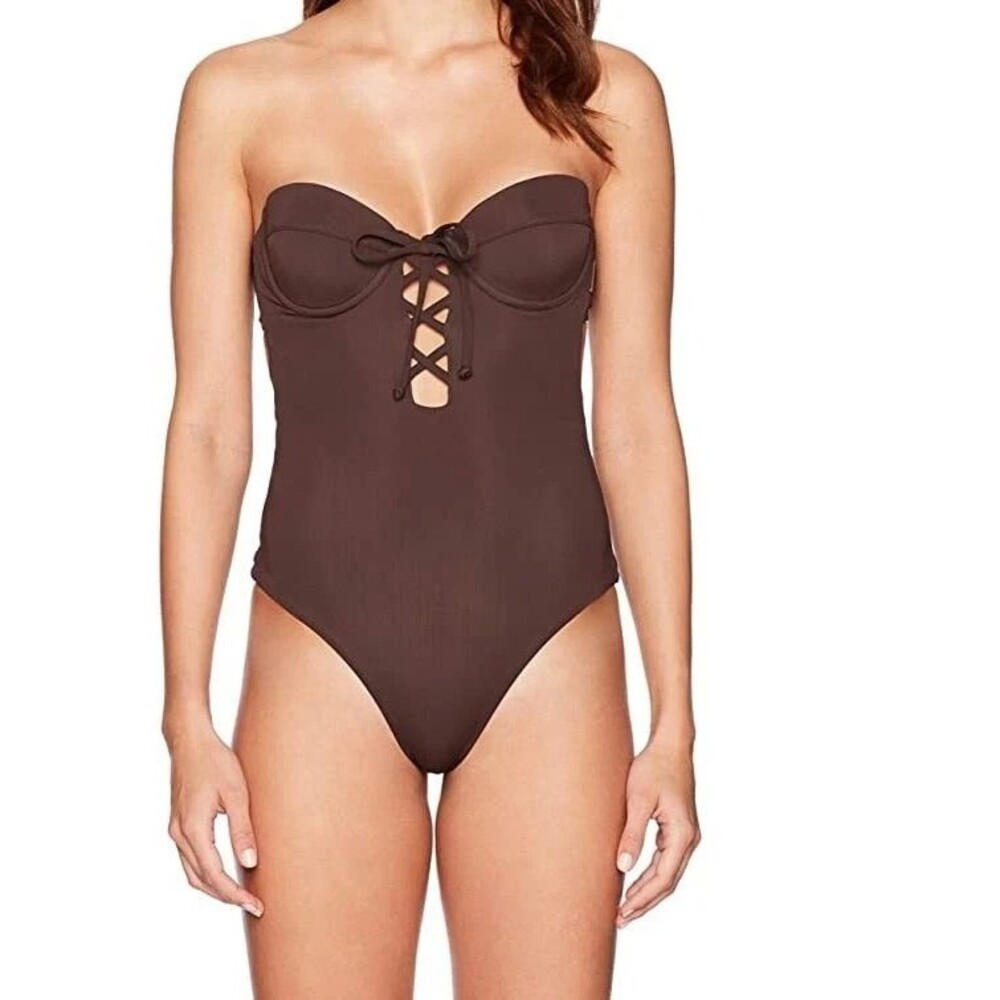 Mara Hoffman L115237 Women's Standard Lattice Underwire One Piece Swimsuit Sz XL
